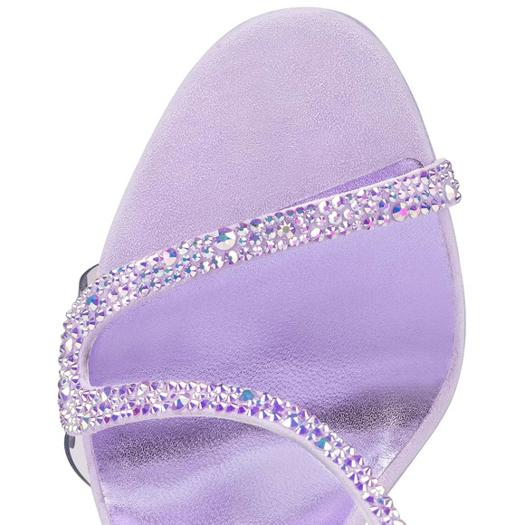 Christian Louboutin Rosalie Strass 100 Purple Ankle Strap Sandal Heel Pump 36.5 - Picture 7 of 12